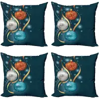 Abakuhaus Kerstkussenhoezen, set van 4, moderne accenten, dubbelzijdige digitale print, 40 x 40 cm, blauw, grijs, rood