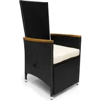 Casaria Polyrattan tuinstoel set van 2 verstelbare voet- &amp; rugleuning armleuning acaciahout weerbestendig