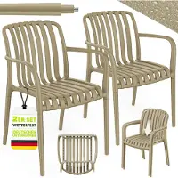 Tillvex Tuinstoelen 2-delige Set Stapelbaar Weerbestendig met Armleuning | Outdoor Stoelen tot 120kg Belastbaar | Tuinstoelen Outdoor | Terrasstoel Tuinmeubelen Balkon Tuin Terras