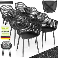 Tillvex Tuinstoel 6-delige set weerbestendig met armleuning | Buitenstoelen belastbaar tot 120 kg | Tuinstoelen UV-bestendig | Terrasstoel tuinmeubelen terras balkon buiten tuin
