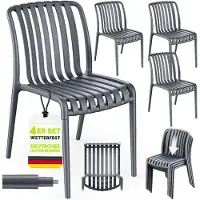 Tillvex Tuinstoelen 4-delige Set Stapelbaar Weerbestendig zonder Armleuning | Outdoor Stoelen tot 120kg Belastbaar | Tuinstoelen Outdoor | Terrasstoel Tuinmeubelen Balkon Tuin Terras
