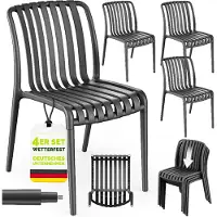 Tillvex Tuinstoelen 4-delige Set Stapelbaar Weerbestendig zonder Armleuning | Outdoor Stoelen tot 120kg Belastbaar | Tuinstoelen Outdoor | Terrasstoel Tuinmeubelen Balkon Tuin Terras