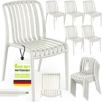 Tillvex Tuinstoelen 6-delige Set Stapelbaar Weerbestendig zonder Armleuning | Outdoor Stoelen tot 120kg Belastbaar | Tuinstoelen Outdoor | Terrasstoel Tuinmeubelen Balkon Tuin Terras