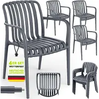 Tillvex Tuinstoelen 4-delige Set Stapelbaar Weerbestendig met Armleuning | Outdoor Stoelen tot 120kg Belastbaar | Tuinstoelen Outdoor | Terrasstoel Tuinmeubelen Balkon Tuin Terras