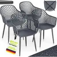 Tillvex Tuinstoel 4-delige set weerbestendig met armleuning | Buitenstoelen belastbaar tot 120 kg | Tuinstoelen UV-bestendig | Terrasstoel tuinmeubelen terras balkon buiten tuin