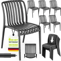 Tillvex Tuinstoelen 6-delige Set Stapelbaar Weerbestendig zonder Armleuning | Outdoor Stoelen tot 120kg Belastbaar | Tuinstoelen Outdoor | Terrasstoel Tuinmeubelen Balkon Tuin Terras