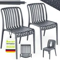 Tillvex Tuinstoelen 2-delige Set Stapelbaar Weerbestendig zonder Armleuning | Outdoor Stoelen tot 120kg Belastbaar | Tuinstoelen Outdoor | Terrasstoel Tuinmeubelen Balkon Tuin Terras