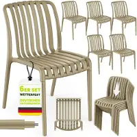 Tillvex Tuinstoelen 6-delige Set Stapelbaar Weerbestendig zonder Armleuning | Outdoor Stoelen tot 120kg Belastbaar | Tuinstoelen Outdoor | Terrasstoel Tuinmeubelen Balkon Tuin Terras