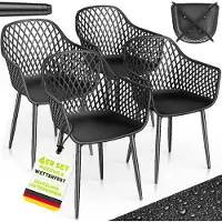 Tillvex Tuinstoel 4-delige set weerbestendig met armleuning | Buitenstoelen belastbaar tot 120 kg | Tuinstoelen UV-bestendig | Terrasstoel tuinmeubelen terras balkon buiten tuin