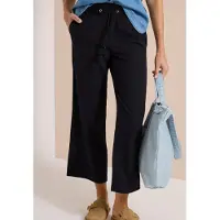 Cecil Dames Wide Legs broek in seersucker kwaliteit - Zwart - XS