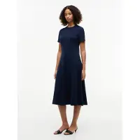 Tommy Hilfiger Jurk 'Interlock Midi Fit And Flare' blauw