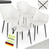 Tillvex Tuinstoel 4-delige set weerbestendig met armleuning | Buitenstoelen belastbaar tot 120 kg | Tuinstoelen UV-bestendig | Terrasstoel tuinmeubelen terras balkon buiten tuin