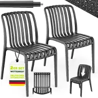 Tillvex Tuinstoelen 2-delige Set Stapelbaar Weerbestendig zonder Armleuning | Outdoor Stoelen tot 120kg Belastbaar | Tuinstoelen Outdoor | Terrasstoel Tuinmeubelen Balkon Tuin Terras