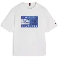 Tommy Hilfiger T-shirt met logo - wit Jongens Katoen Logo - maat 164