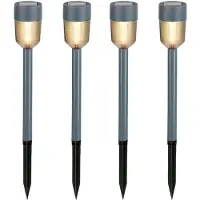 Grundig Solar Tuinverlichting 4 Stuks - Tuinverlichting op Zonne Energie met Warm Wit Licht - Buitenverlichting met IP44 Bescherming - Tuinlampjes voor Paden en Terras