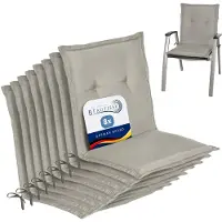 Beautissu Set van 8x Tuinkussens Lage Rug Loft NL 100 x 50 x 6 cm - Kussen Lichtgrijs- Zitkussen Sierkussen Tuinstoel