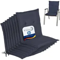 Beautissu Set van 8x Tuinkussens Lage Rug Loft NL 100 x 50 x 6 cm - Kussen Blauw - Zitkussen Sierkussen Tuinstoel
