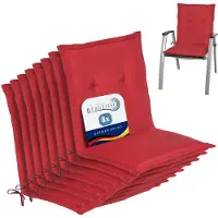 Beautissu Set van 8x Tuinkussens Lage Rug Loft NL 100 x 50 x 6 cm - Kussen Rood - Zitkussen Sierkussen Tuinstoel