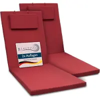 Beautissu 2x Kussen voor Ligstoel 200x60x5 cm Loft RL - Ligkussen UV-bestendige Ligstoelenkussen met Ritssluiting - Tuinmeubels Bekleding Rood