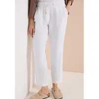 Cecil Dames Slim Legs broek in causale pasvorm van linnen - Wit - XXL