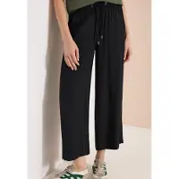Cecil Dames 7/8 High Waist broek met wijde pijpen in Loose Fit - Zwart - XL