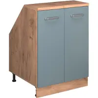 Vicco R-Line Keukenkast voor schuine wand – 60 cm met 2 deuren, kastromp 60 cm diepte Blauw-grijs
