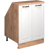 Vicco R-Line Keukenkast voor schuine wand – 60 cm met 2 deuren, kastromp 60 cm diepte Wit Landhuis