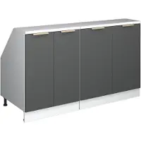 Vicco R-Line Keukenkast voor schuine wand – 140 cm Set van 2 kastrompen 60 cm diepte Antraciet-goud