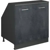 Vicco R-Line Keukenkast voor schuine wand – 80 cm met 2 deuren, kastromp 60 cm diepte Zwart beton