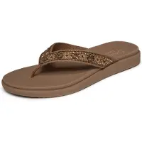 SKECHERS MEDITATION LUXE - SUNNY GLOW Dames Slippers - Mokka