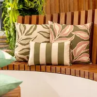 Textino KUSSENSET - 3-delig - Elara Striped - 45x45 cm, 30x50 cm - inclusief binnenkussens - roze, groen, beige