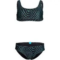 Arena - Girl's Water Print Bikini Bralette - Bikini 116, blauw/zwart
