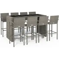 vidaXL 9-delige Tuinbarset poly rattan grijs