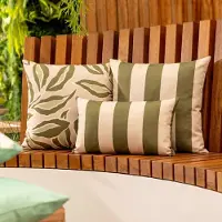Textino KUSSENSET - 3-delig - Elara Stripes - 45x45 cm, 30x50 cm - inclusief binnenkussens - beige, groen