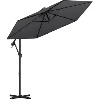 LifeGoods Zweefparasol - Rond Ø300 cm - UPF 50+ en Waterdicht - Donkergrijs