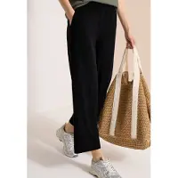 Cecil Dames 7/8 High Waist broek met wijde pijpen in Loose Fit - Zwart - M
