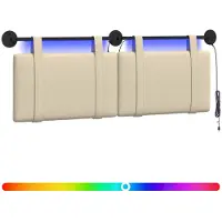 vidaXL Hangend hoofdbord Crèmekleurig Stof