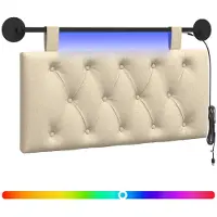 vidaXL Hangend hoofdbord Met LED-verlichting Crèmekleurig Stof