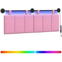 vidaXL Hangend hoofdbord Met LED-verlichting Roze Stof