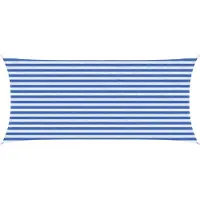 vidaXL Zonneschaduwzeil 2 x 5 m HDPE Rechthoekig Blauw en Wit