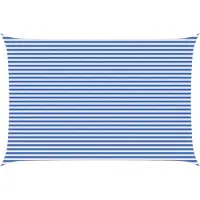 vidaXL Zonneschaduwzeil 4 x 7 m HDPE Rechthoekig Blauw en Wit