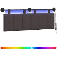 vidaXL Hangend hoofdbord Met LED-verlichting Donkerbruin Stof