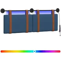 vidaXL Hangend hoofdbord Met LED-verlichting Blauw Antiek PU
