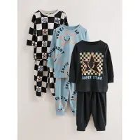 Next - Jongens - Set van 3 extra grote pyjama's - Zwart