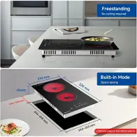 Amzchef T-32C82 - Inbouw Keramische Kookplaat - 1 Fase (Normale Stekker) - 2 Kookzones - Touchbediening
