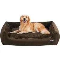 OEM Hondenbed, hondenbank, hondenmatras, hondenonderlegger. Afneembaar en wasbaar, bruin, 110 x 86 x 26 cm