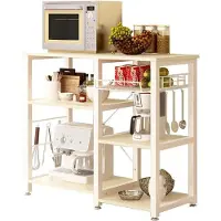 OEM Keukenrek met 5 lades - Keukenopslag - Losstaand item - Es en wit - Metaal en hout - 90 x 40 x 83 cm
