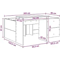 vidaXL Kinderhoogslaper met bureau Betongrijs 80 x 200 cm Bewerkt hout