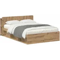 vidaXL Bedombouw met opslag Artisanaal eiken 150 x 200 cm Bewerkt hout