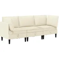 vidaXL Woonkamer Meubelset 3 st Crèmekleurig Stof